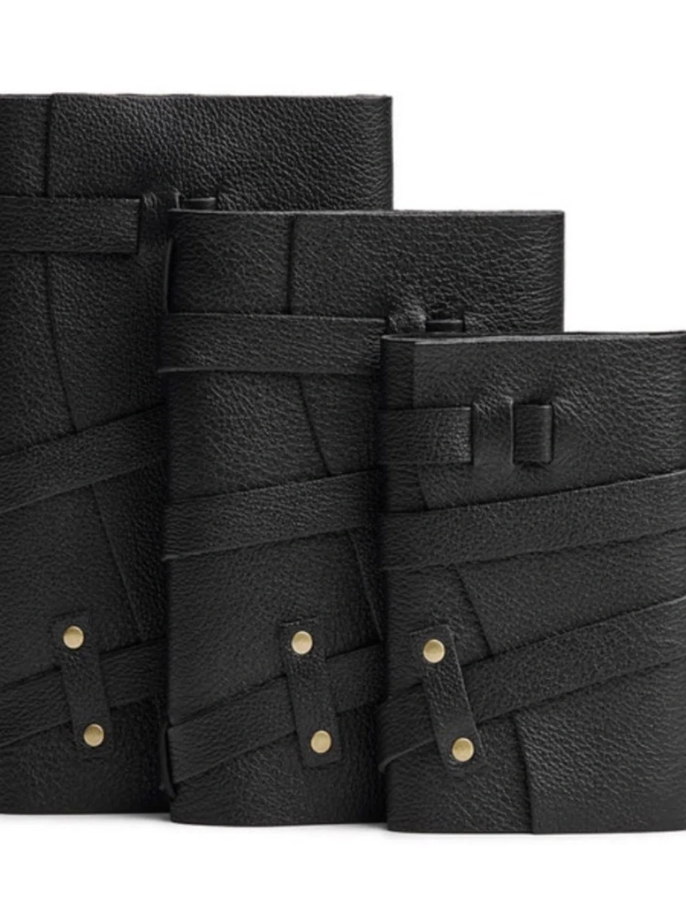 NWT Portland Leather Goods PLG Small Leather Wrap Journal in Smooth Black